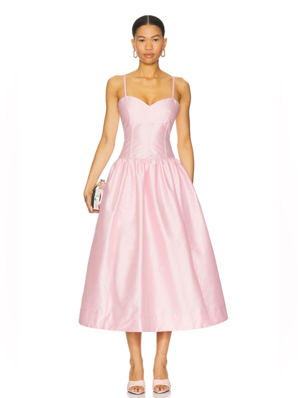 Likely Light Pink Satin Spaghetti-Strap Formal Dress